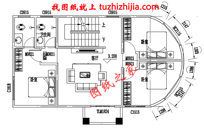 小戶型三層別墅房屋設計圖紙,占地80多平米,麻雀雖小五臟俱全,布局合理,造價20萬左右