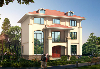 三層復式結構，客廳中空自建別墅設計圖紙，客廳開闊