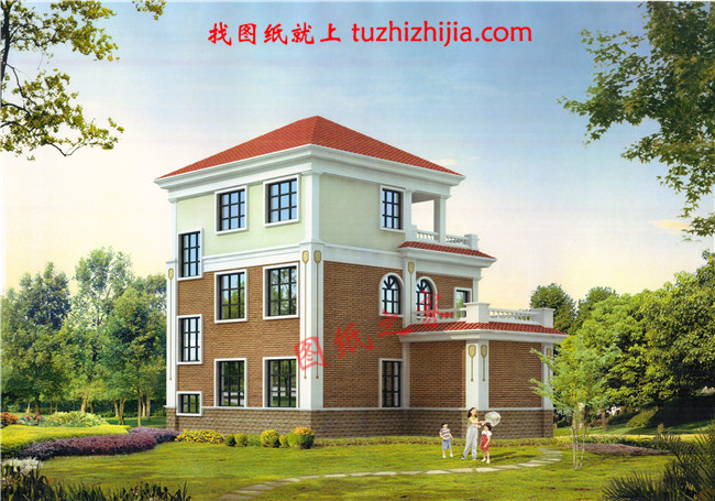 經典三層農村房屋設計圖紙,占地100平米左右,外觀典雅精致,內在寬敞舒適