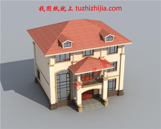 三層自建別墅設計圖紙，復式結構客廳中空極大的增加了客廳的開闊度