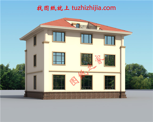 三層自建別墅設計圖紙，復式結構客廳中空極大的增加了客廳的開闊度