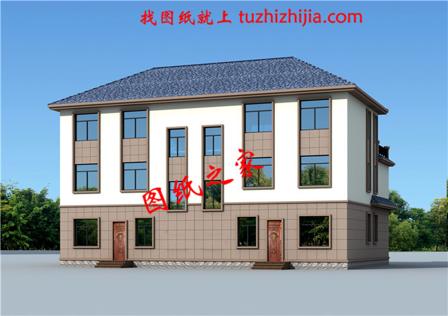 2018最新兄弟雙拼別墅設計圖紙,單戶130平米左右,經典的簡歐式風格