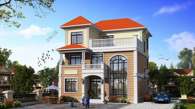 開間10米的三層別墅設計方案圖，外觀超美感