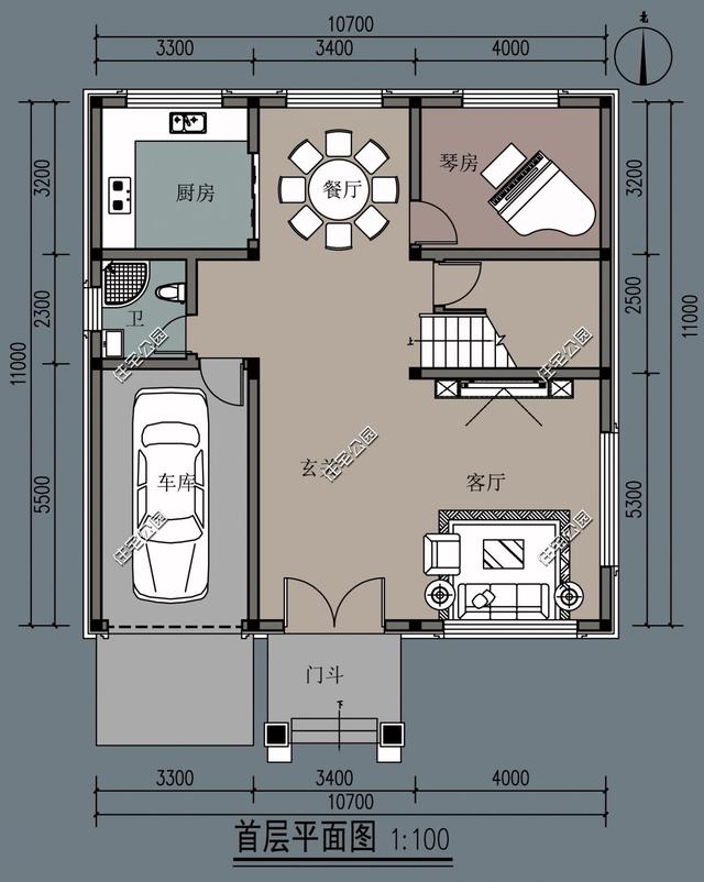 開間10米的三層別墅設計方案圖，外觀超美感