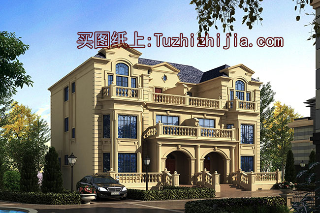 高端大氣三層雙拼自建房設計圖,外觀漂亮,240平左右