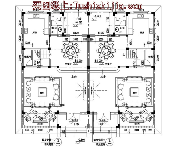 高端大氣三層雙拼自建房設計圖,外觀漂亮,240平左右