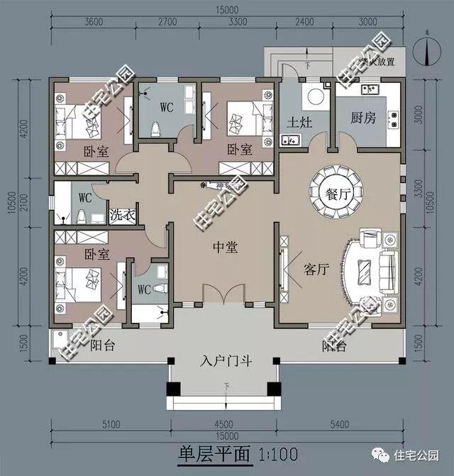 15萬自建農村一層別墅，附戶型方案圖，實用又好看
