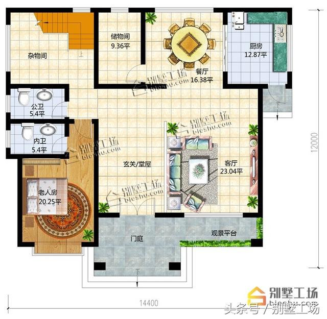 帶堂房復(fù)式客廳新中式農(nóng)村自建別墅設(shè)計(jì)圖