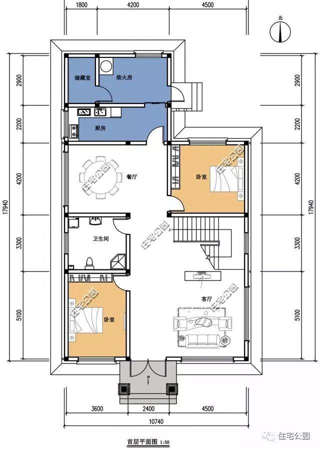 房間多的三層自建樓房設計方案圖，大家庭建造