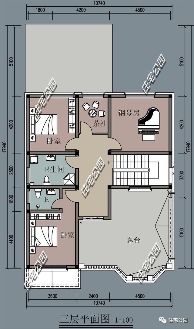 房間多的三層自建樓房設計方案圖，大家庭建造