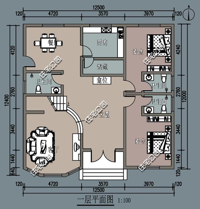 12X12米農村二層房屋設計圖，外觀氣派，帶露臺