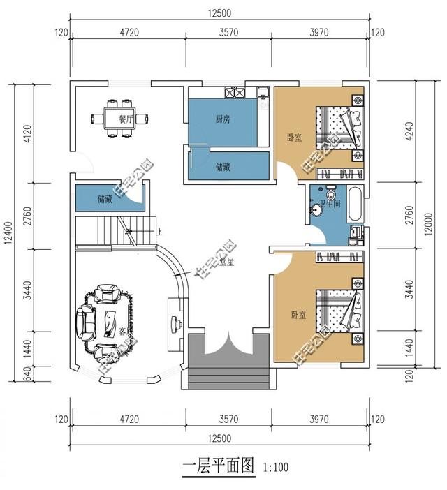 12X12米農村二層房屋設計圖，外觀氣派，帶露臺