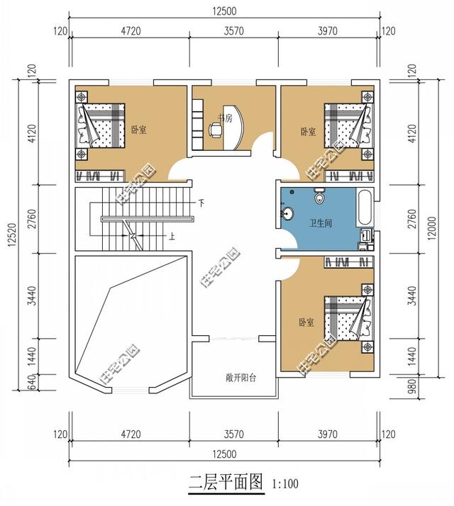 12X12米農村二層房屋設計圖，外觀氣派，帶露臺