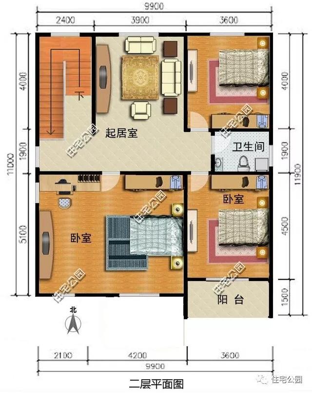 3款帶車庫的兩層半小別墅設計圖，造價30萬左右