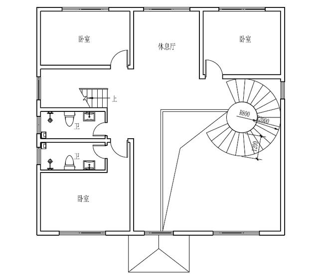 新農村復式三層樓房設計圖，旋轉樓梯