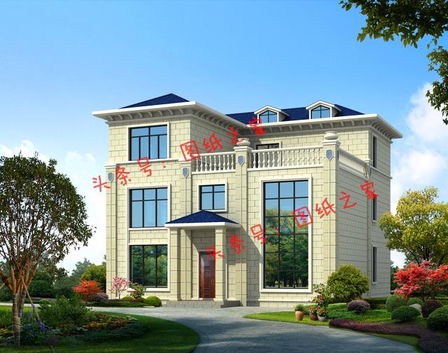 新農村復式三層樓房設計圖，旋轉樓梯