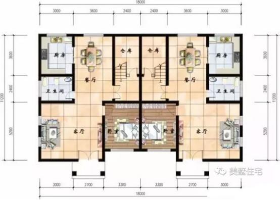 3款兩層雙拼小別墅戶型圖，兄弟建房首選雙拼