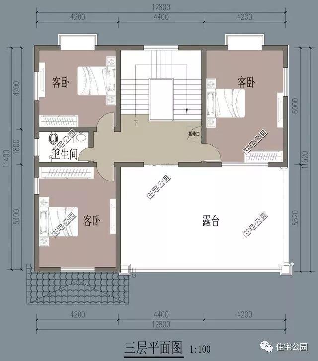 12X11米農村3層房屋設計圖，2中戶型布局，看看建哪個