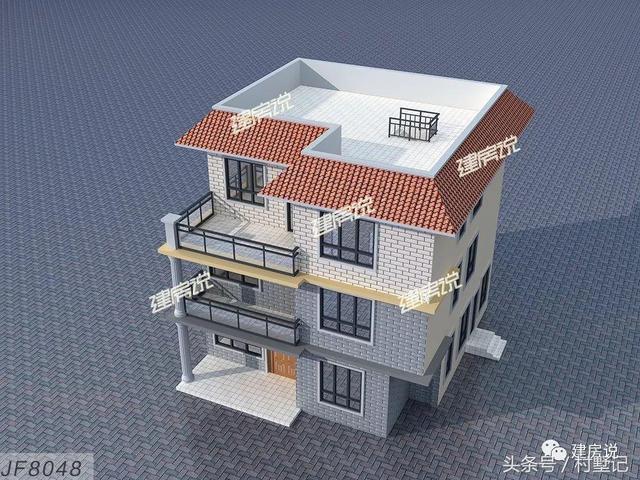 平頂帶挑空客廳三層別墅設計圖，110平宅基地首選