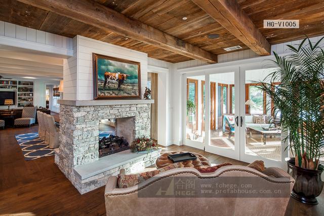 一層田園風格別墅圖片，附室內裝修圖