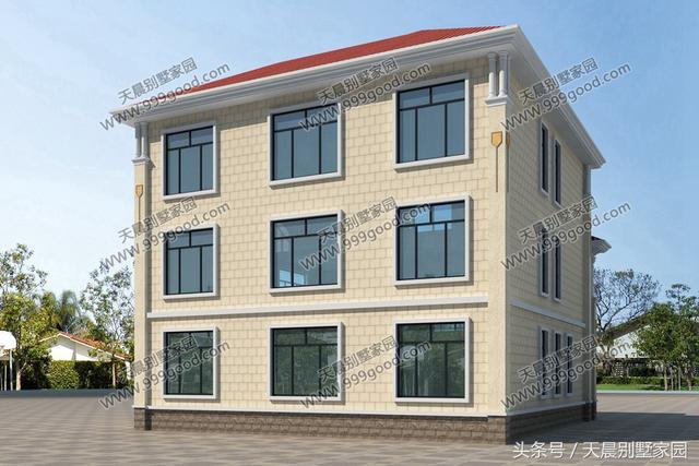 12X13米農村三層豪宅別墅方案圖，外觀真大氣