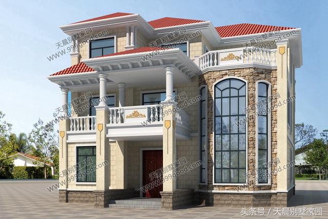 12X13米農村三層豪宅別墅方案圖，外觀真大氣