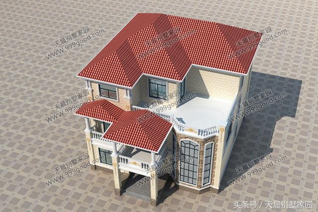 12X13米農村三層豪宅別墅方案圖，外觀真大氣