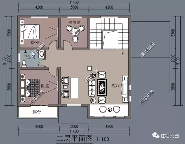 15X11米2層農村小洋樓設計方案圖，漂亮、洋氣