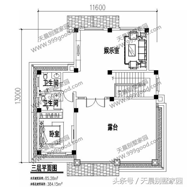 40萬帶大露臺的三層別墅設計圖，漂亮、高端
