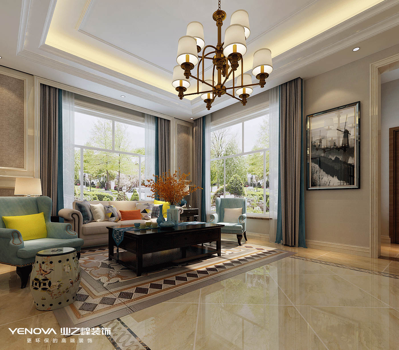 碧桂園別墅設計美式風格裝修效果圖，高端、大氣