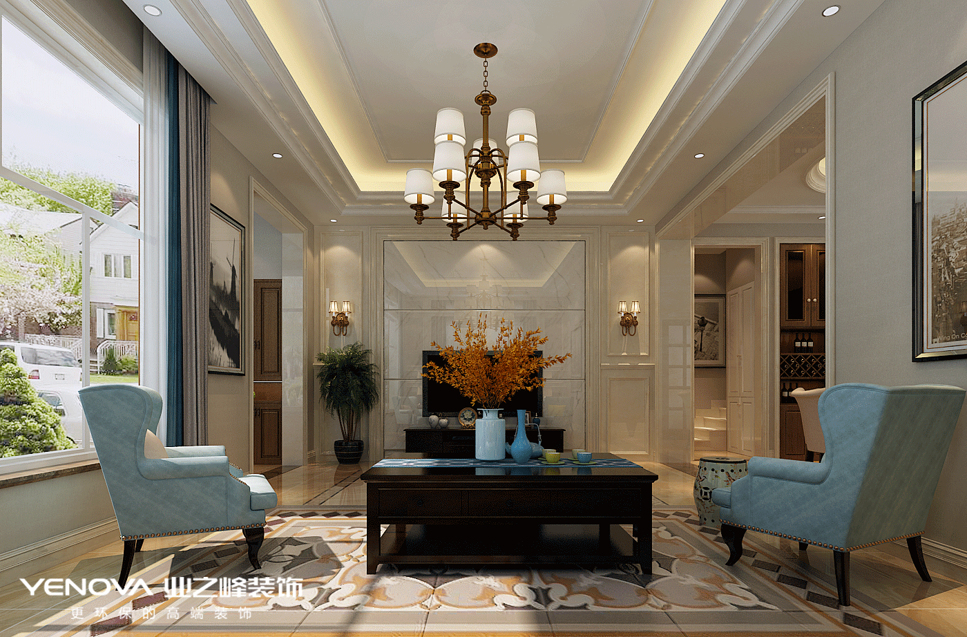碧桂園別墅設計美式風格裝修效果圖，高端、大氣
