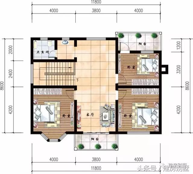 簡(jiǎn)單二層帶飄窗的農(nóng)村小樓圖，實(shí)用、造價(jià)低