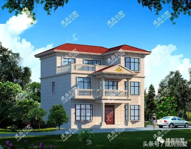 4款面寬為11米左右的三層別墅設計方案圖，都是全新設計