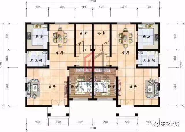 3套農(nóng)村雙拼樓房設(shè)計(jì)圖，哥倆好住雙拼