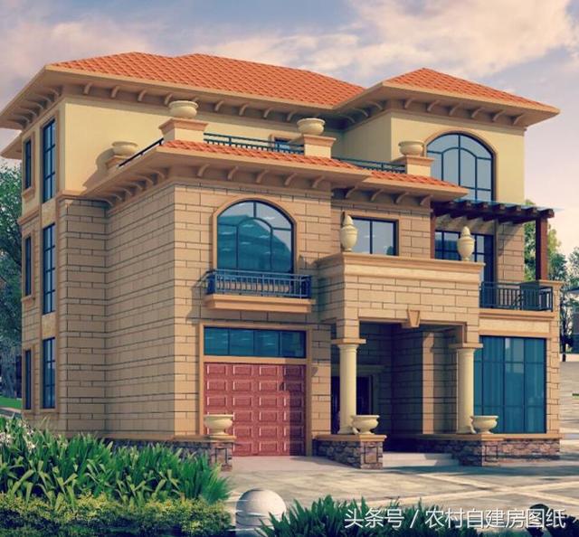 13X12米歐式豪華農(nóng)村樓房方案圖，很受歡迎