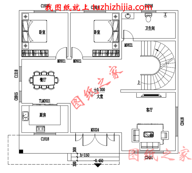 鄉下二層樓房住宅設計圖紙及效果圖，農村二層小洋樓
