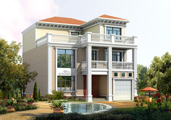 新農村三層樓房設計圖，占地90平米，帶車庫，帶大露臺