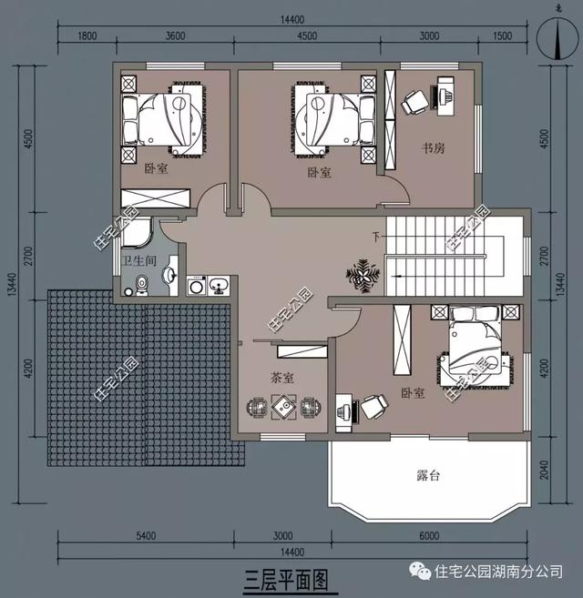 14.4X15.5米農村三層別墅設計圖，好看又實用