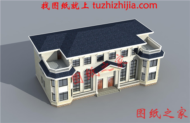 農村二層半雙拼別墅設計圖，客廳中空，帶大露臺