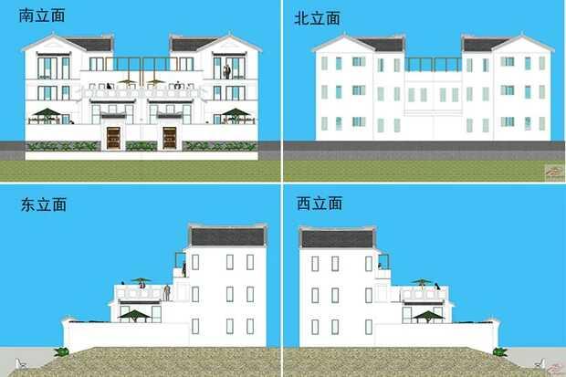 中式兄弟倆雙拼別墅設計方案圖，經典中的經典