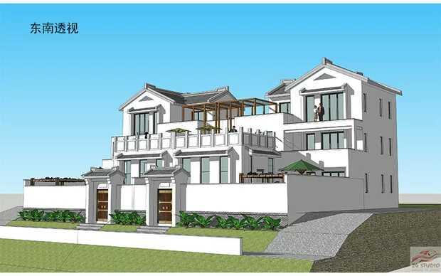 中式兄弟倆雙拼別墅設計方案圖，經典中的經典