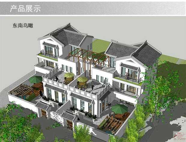 中式兄弟倆雙拼別墅設計方案圖，經典中的經典