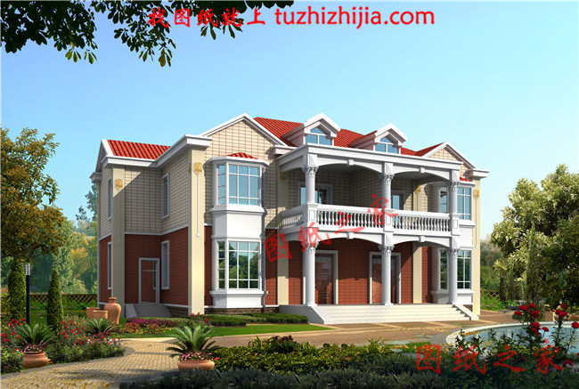 鄉村兄弟二層雙拼別墅設計圖，單戶120平米左右，戶型合理