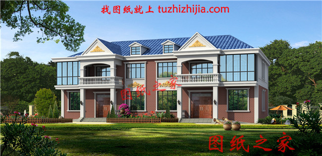 農(nóng)村建房兄弟雙拼兩層住宅設計圖，單戶150平米左右