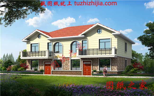 簡單實用二層雙拼樓房設計圖,造價30萬左右,雙拼別墅