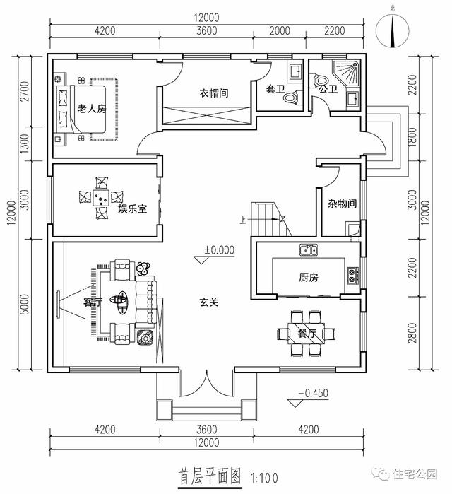 12×12米宅基地選這套自建房設計圖，準沒錯