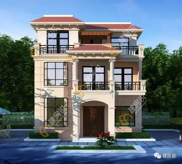 9*10米三層飄窗闊氣小洋樓設計方案，小宅基地有福了