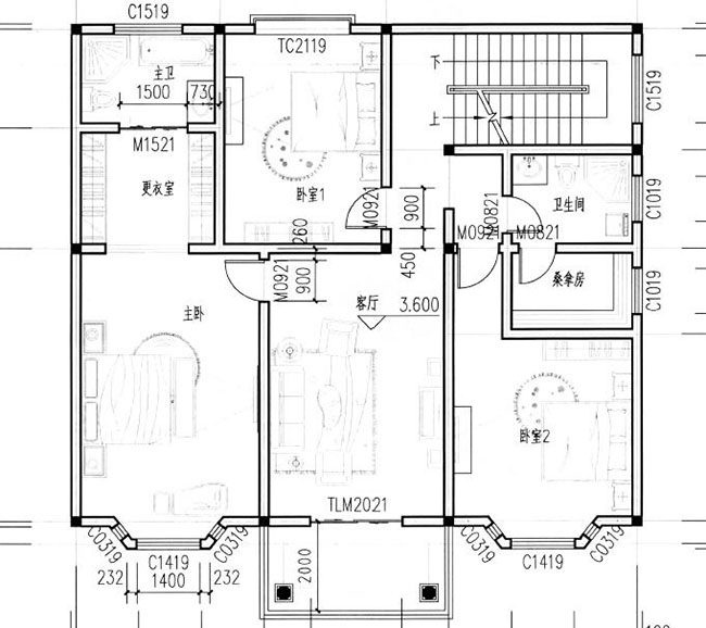 農(nóng)村二層半別墅設(shè)計(jì)設(shè)計(jì)圖(帶閣樓),戶型經(jīng)典實(shí)用