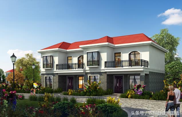 2款帶庭院的雙拼農村自建房戶型圖，小宅基地可以看看