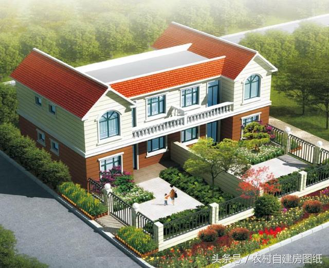 2款帶庭院的雙拼農村自建房戶型圖，小宅基地可以看看